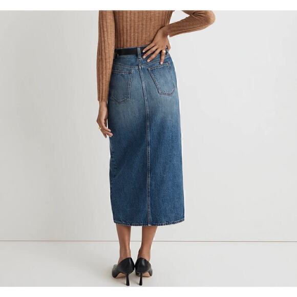 Madewell Women's Denim Mid-Rise Maxi Skirt in Pratt Wash Pratt Wash size 33 - Picture 2 of 16